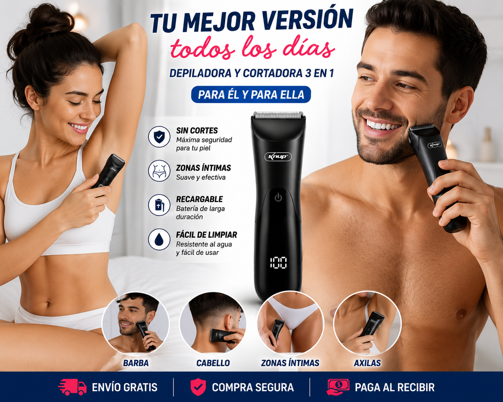 Depiladora Íntima Profesional Recargable | También Corta Barba y Cabello